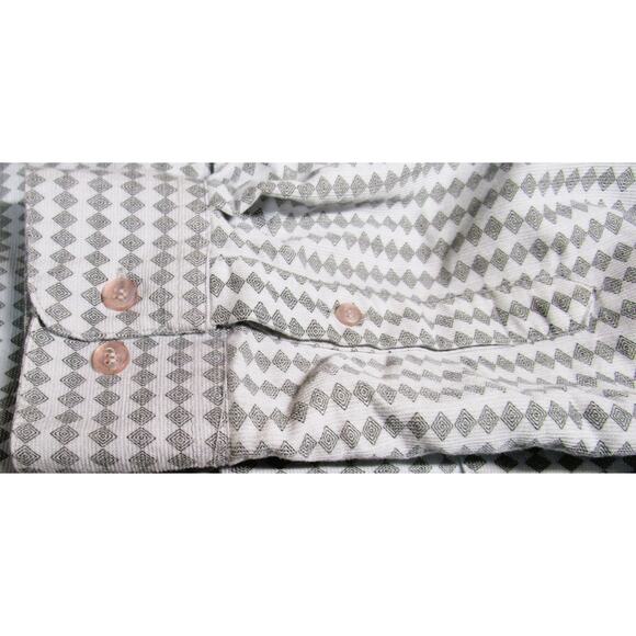 Urban Works Men's Button-Down Shirt Gray with Black Diamonds Pocket Size Large - Picture 6 of 8